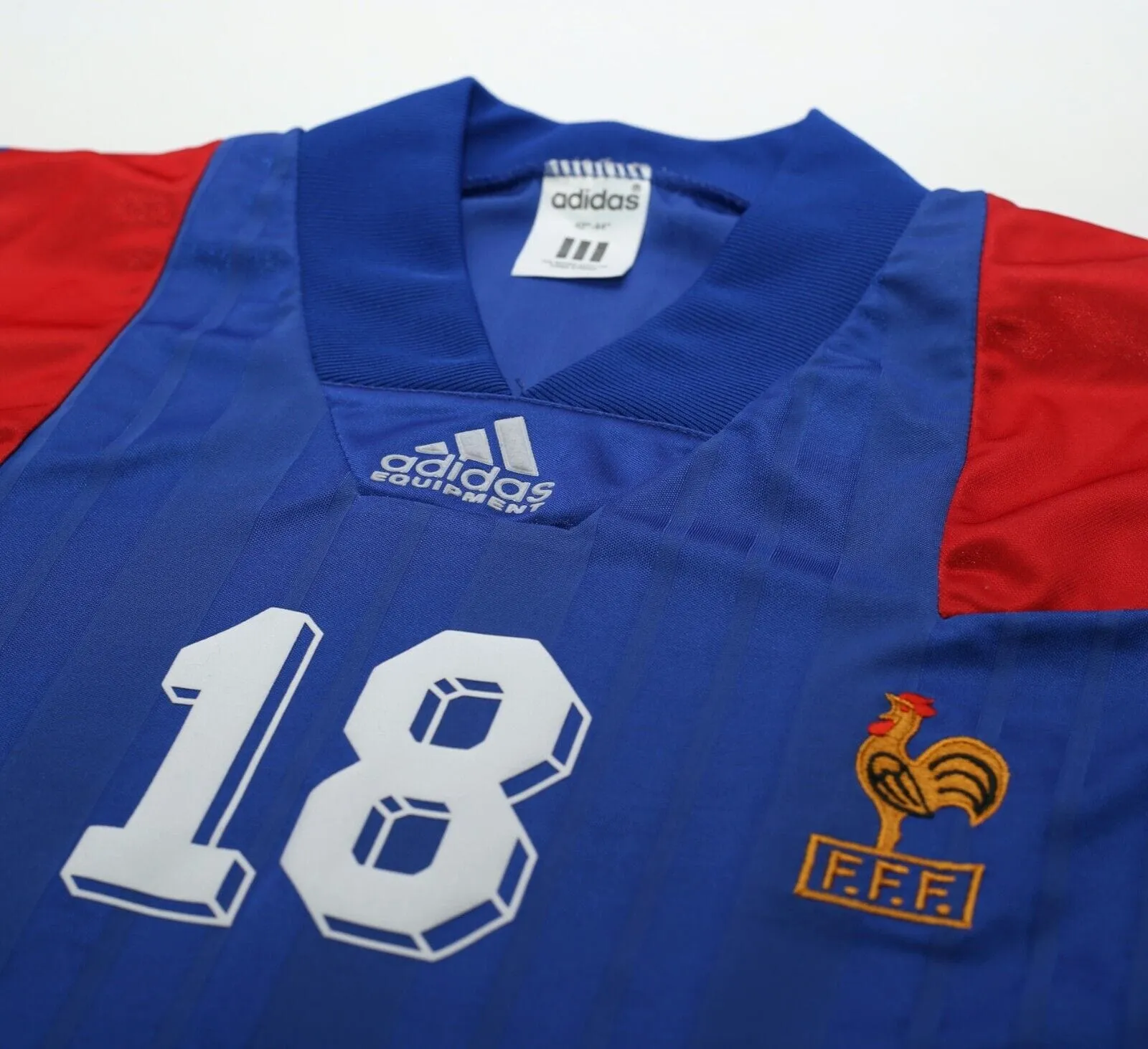 1992/94 CANTONA #18 France Vintage adidas Home Football Shirt Jersey (L) Euro 92