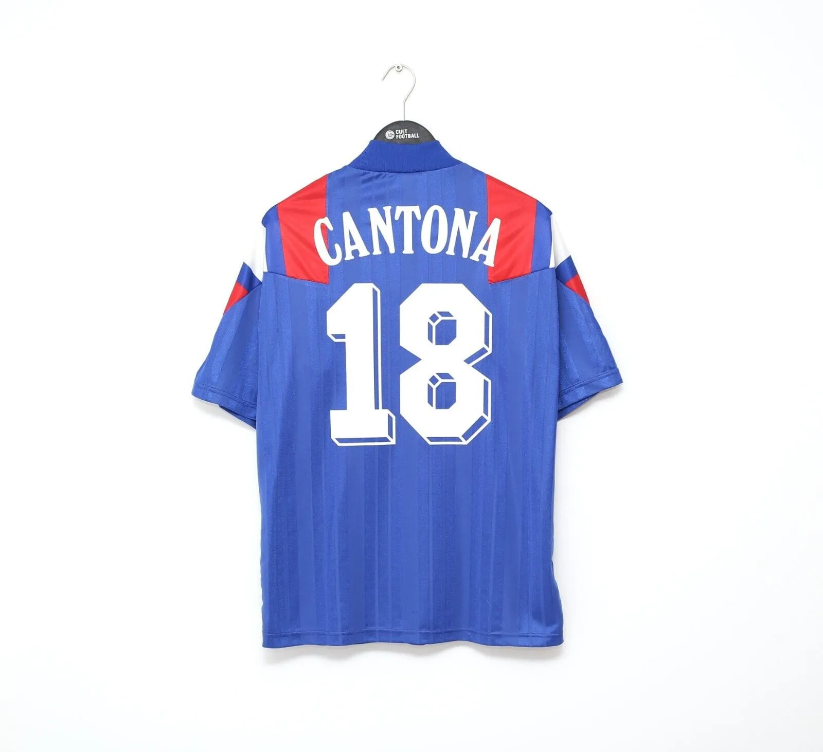 1992/94 CANTONA #18 France Vintage adidas Home Football Shirt Jersey (L) Euro 92