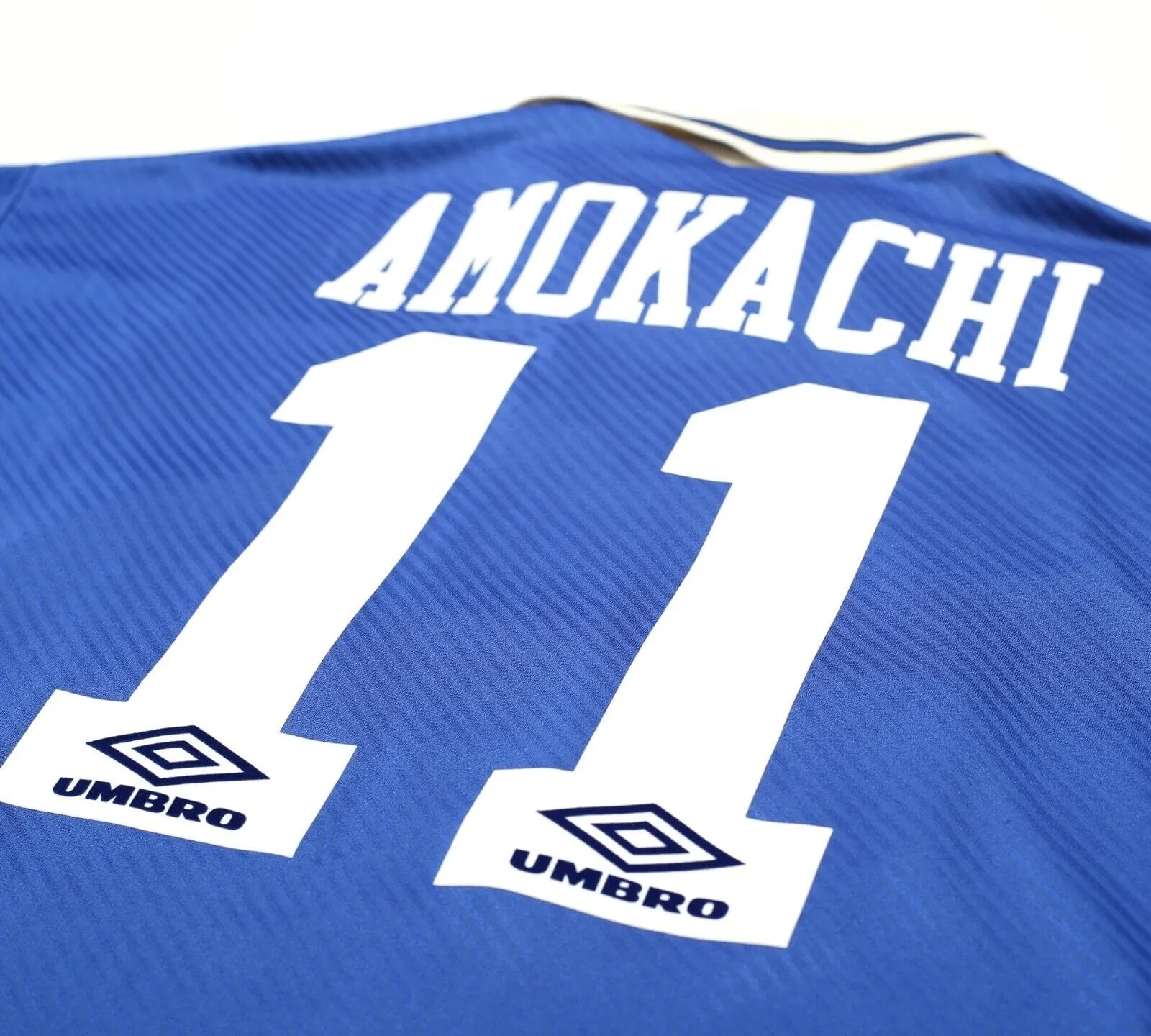 1993/95 AMOKACHI #11 Everton Vintage Umbro HOME Football Shirt (M)