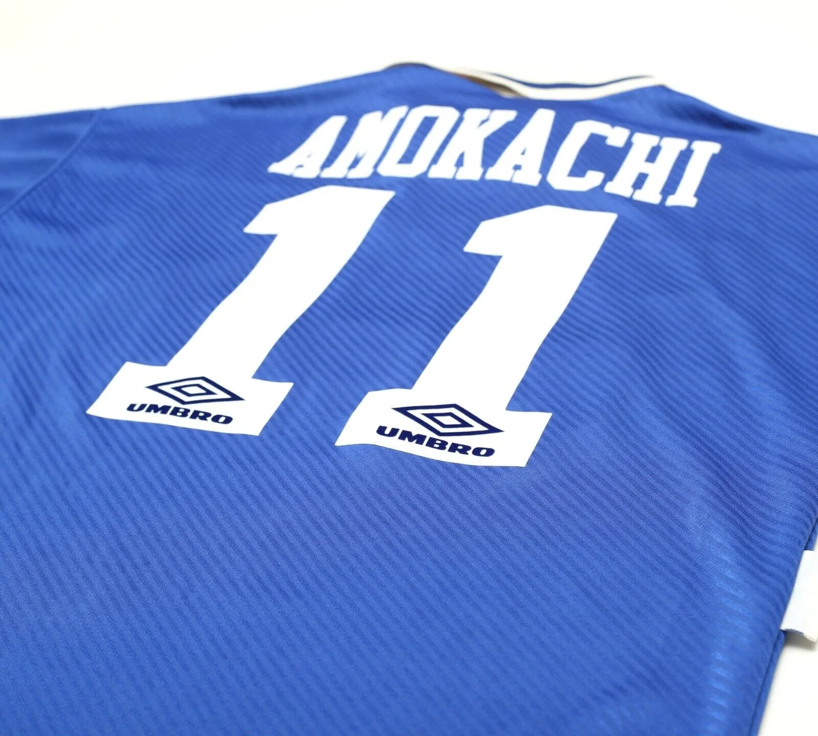 1993/95 AMOKACHI #11 Everton Vintage Umbro HOME Football Shirt (M)