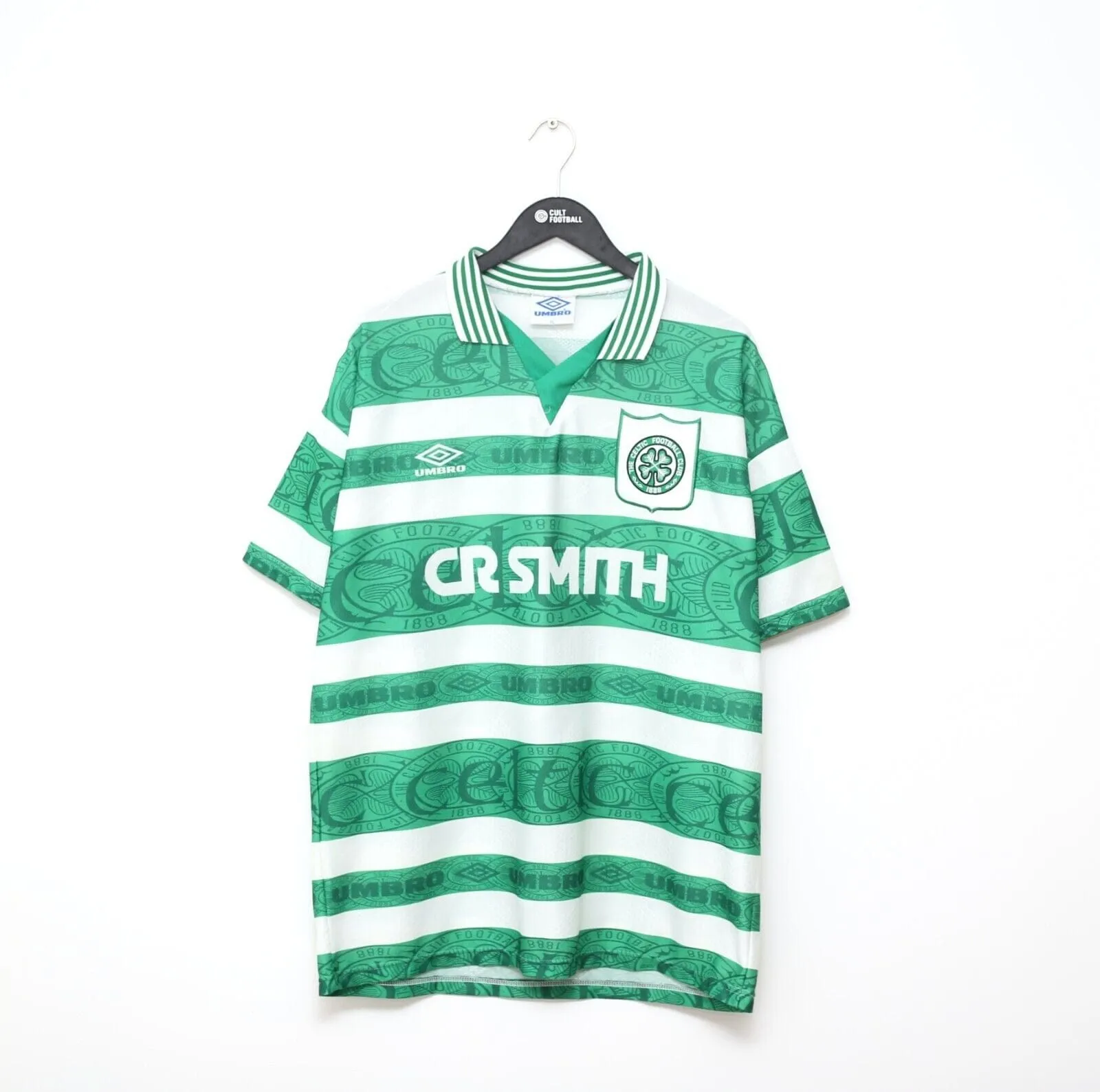 1995/97 VAN HOOIJDONK #9 Celtic Vintage Umbro Home Football Shirt (XL) HOLLAND