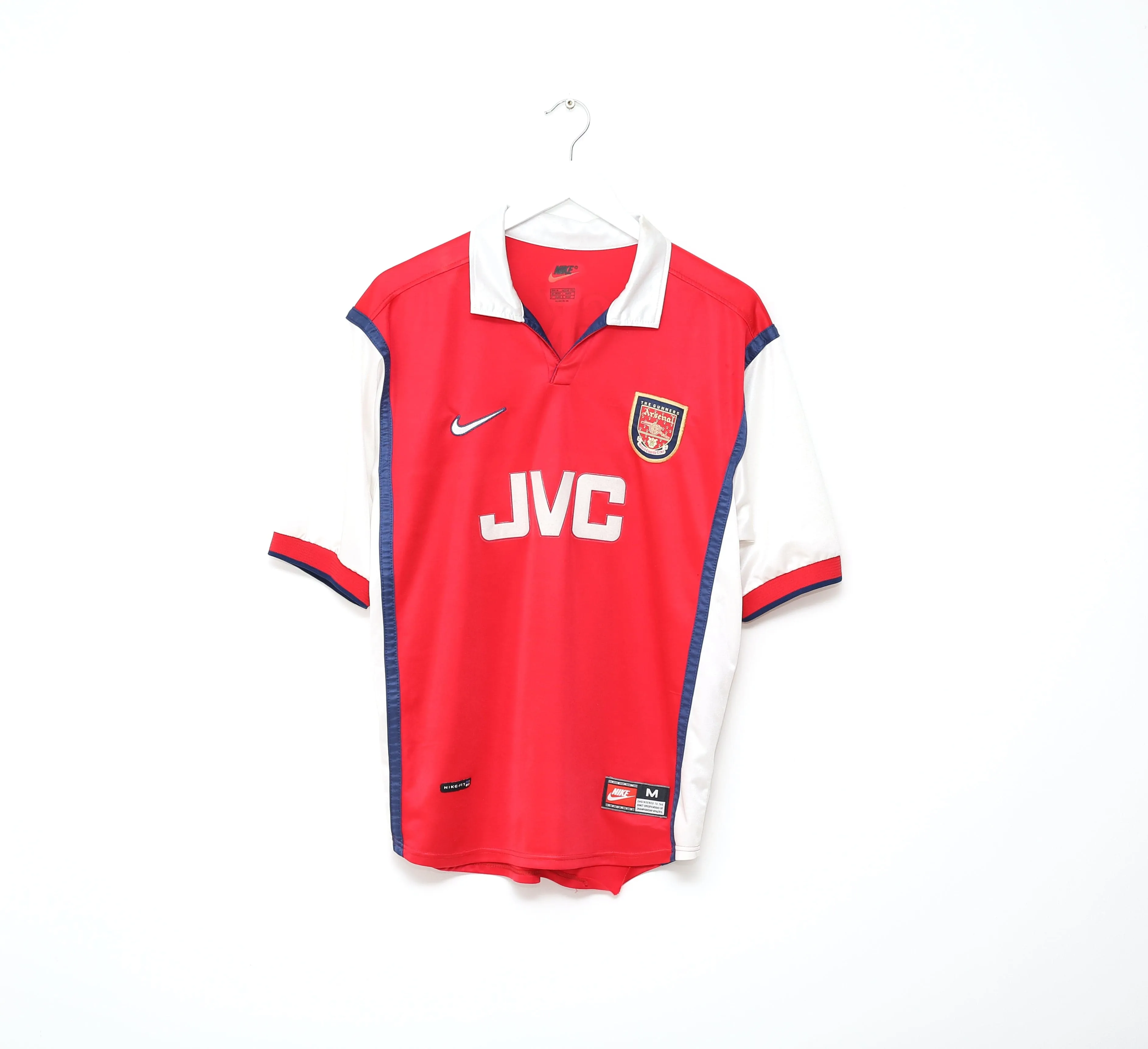 1998/99 BERGKAMP #10 Arsenal Nike European Home Football Shirt (M)