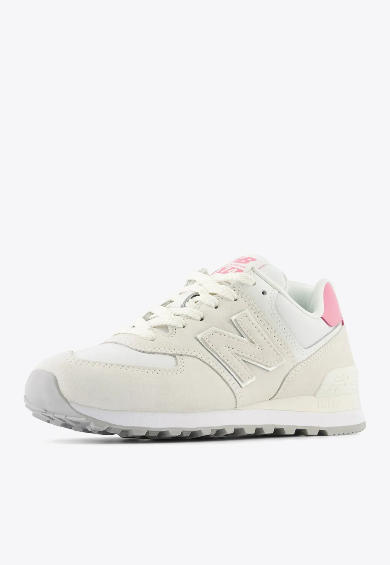 574 Low-Top Sneakers in Sea Salt with Real Pink