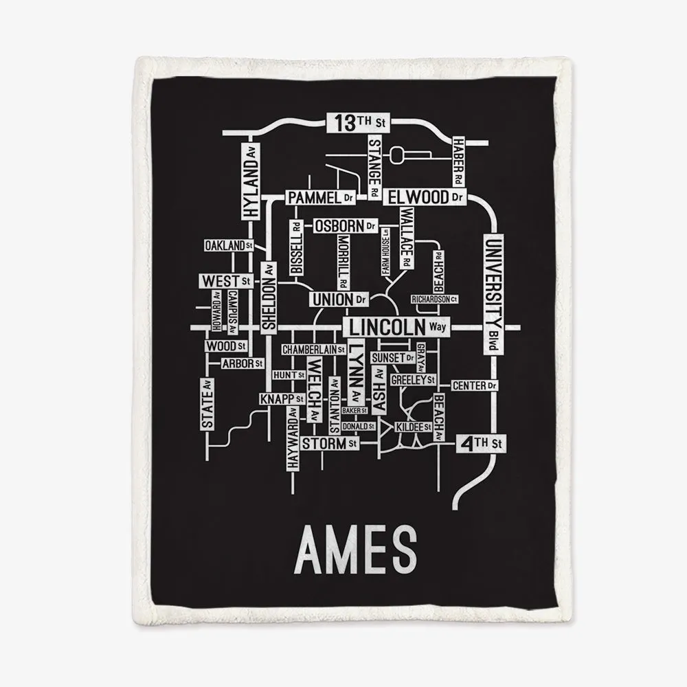 Ames, Iowa Street Map Blanket Freshmen/Graduates Memorial Gifts