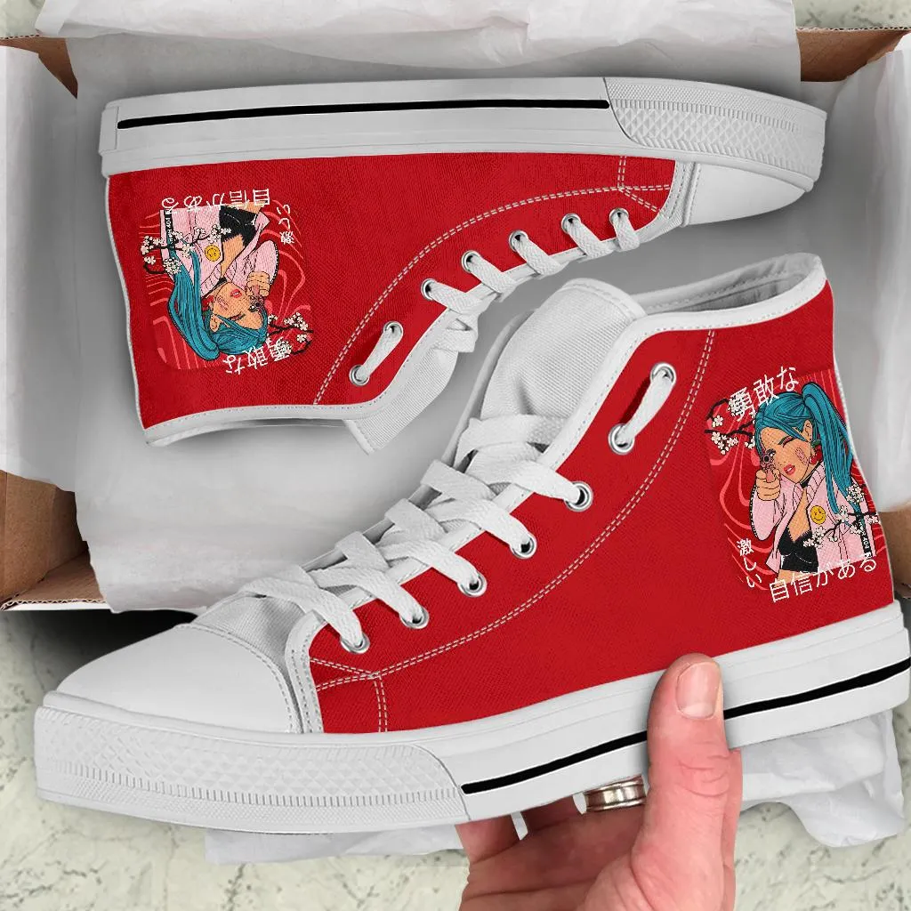 Anime Sneakers #6 - High Top Sneakers | Custom Sneakers Women, Custom Women's Sneakers, Customized Sneakers, High Top Sneakers for Women