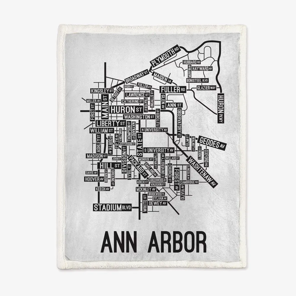 Ann Arbor, Michigan Street Map Blanket Freshmen/Graduates Memorial Gifts