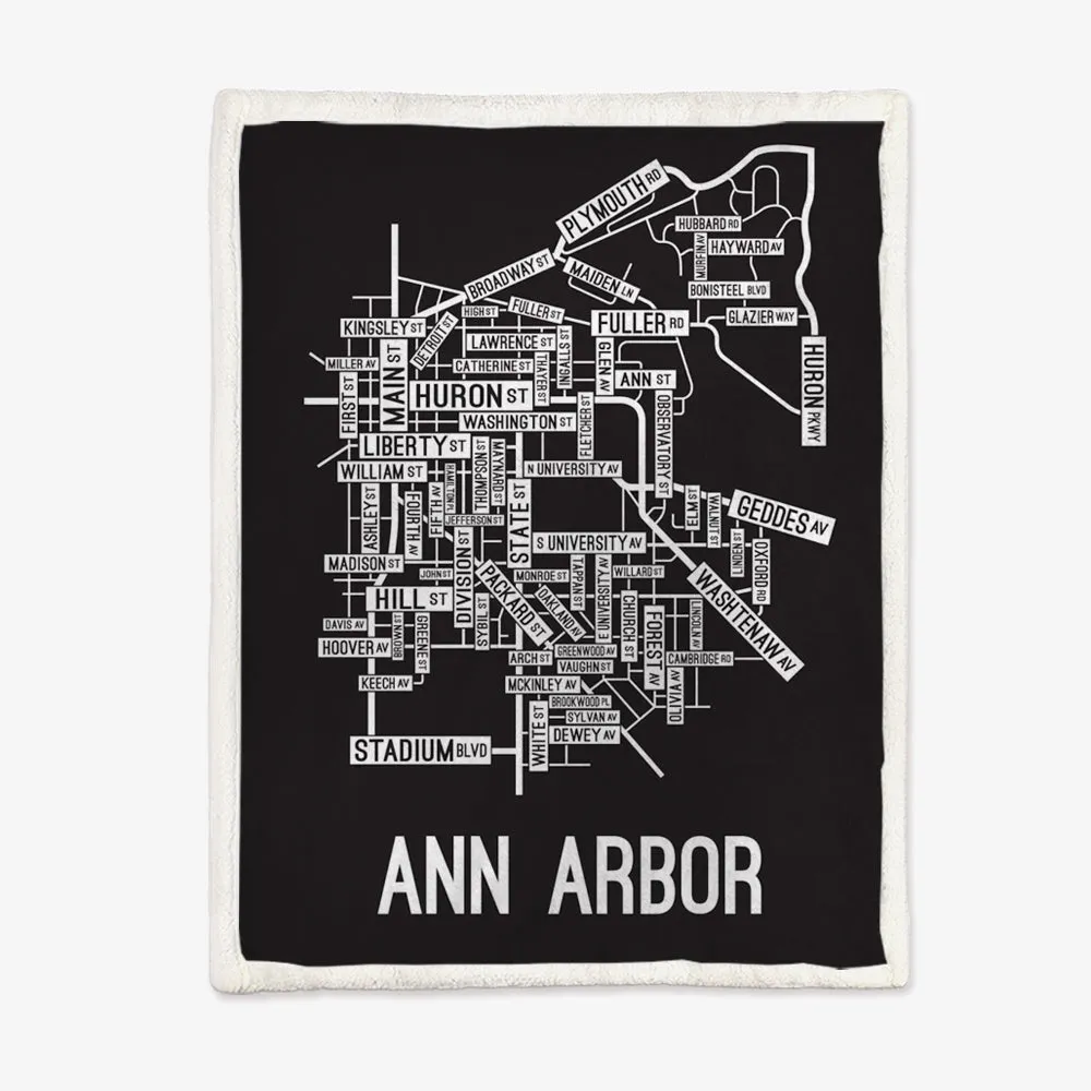 Ann Arbor, Michigan Street Map Blanket Freshmen/Graduates Memorial Gifts