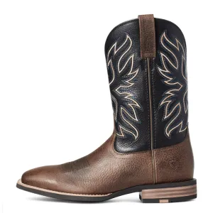 'Ariat' Men's 11" Everlite Vapor Western Square Toe - Ranch Brown / Black Deertan