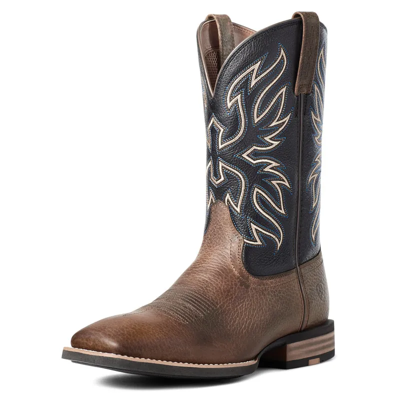 'Ariat' Men's 11" Everlite Vapor Western Square Toe - Ranch Brown / Black Deertan