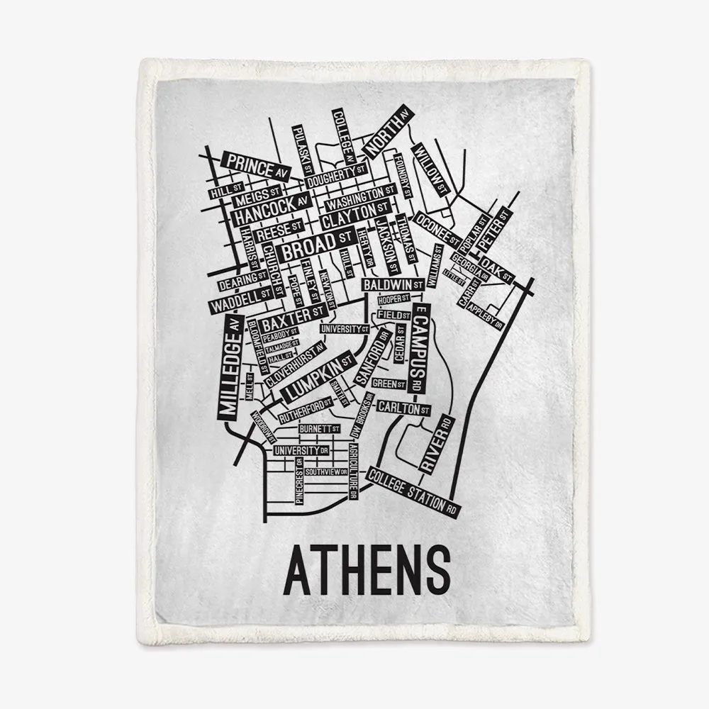 Athens, Georgia Street Map Blanket Freshmen/Graduates Memorial Gifts