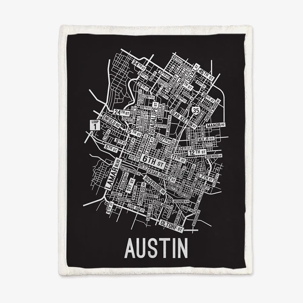 Austin, Texas Street Map Blanket Freshmen/Graduates Memorial Gifts