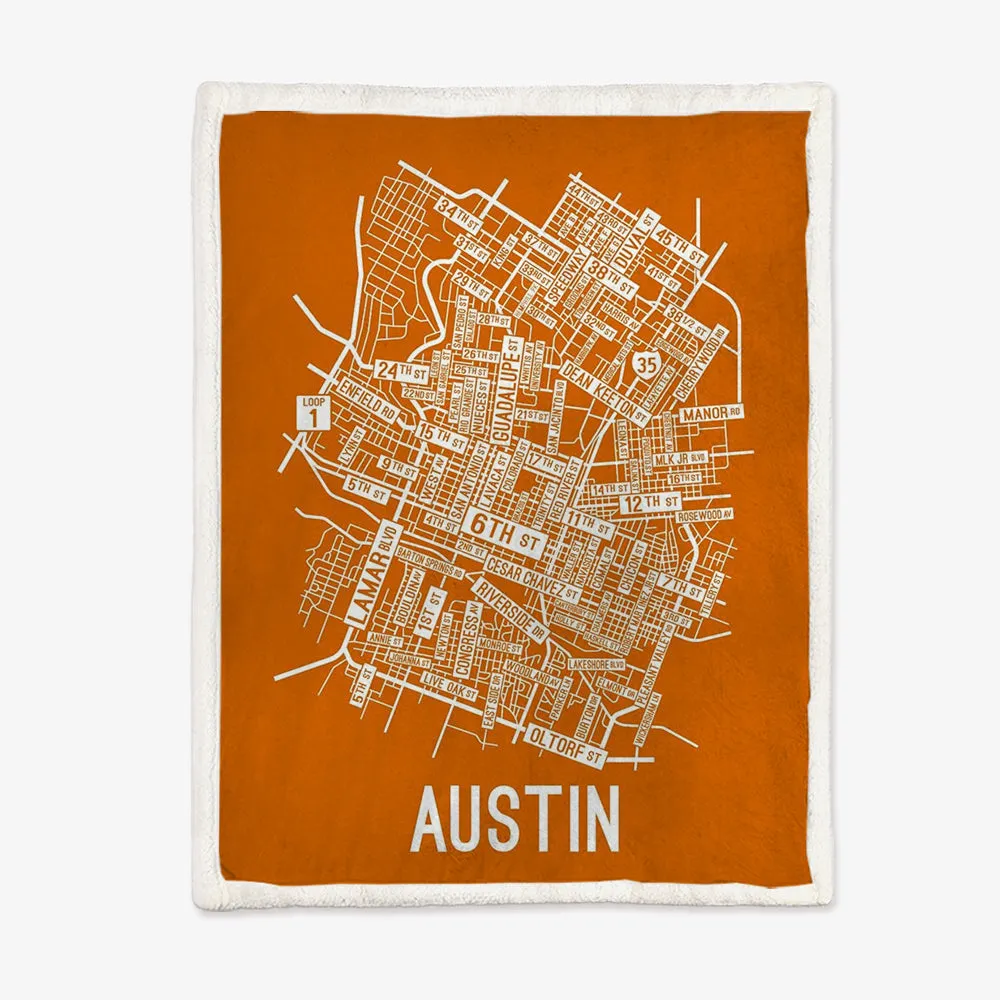 Austin, Texas Street Map Blanket Freshmen/Graduates Memorial Gifts