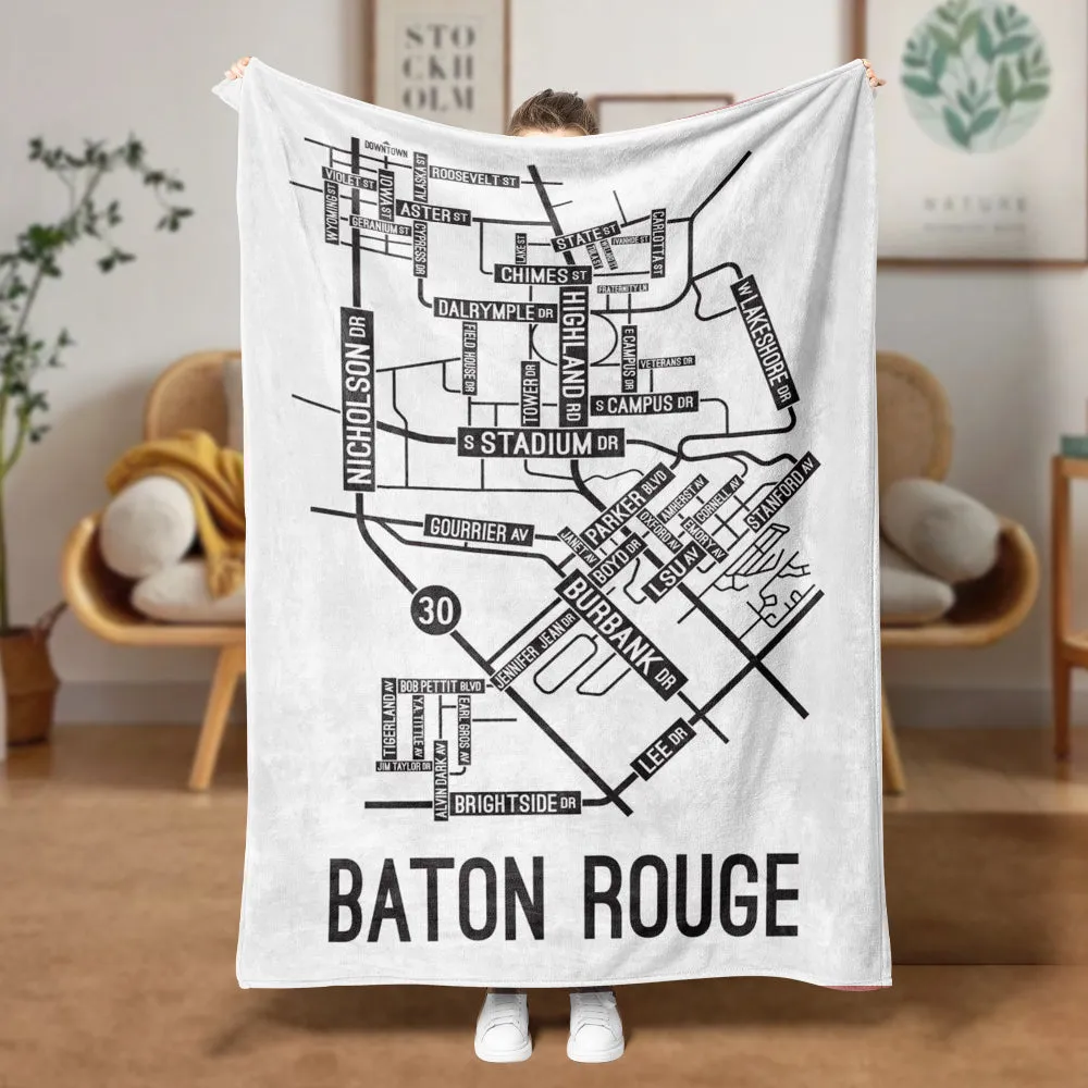 Baton Rouge, Louisiana Street Map Blanket Freshmen/Graduates Memorial Gifts