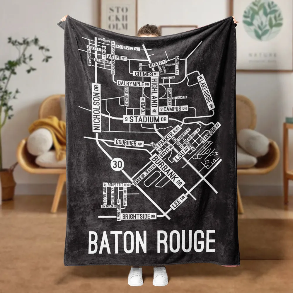 Baton Rouge, Louisiana Street Map Blanket Freshmen/Graduates Memorial Gifts