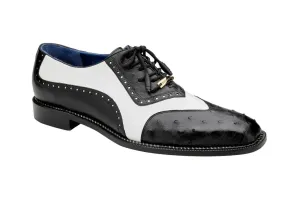 Belvedere Black/White Wingtip Sesto Lace-Up Men's Shoes Genuine Leather