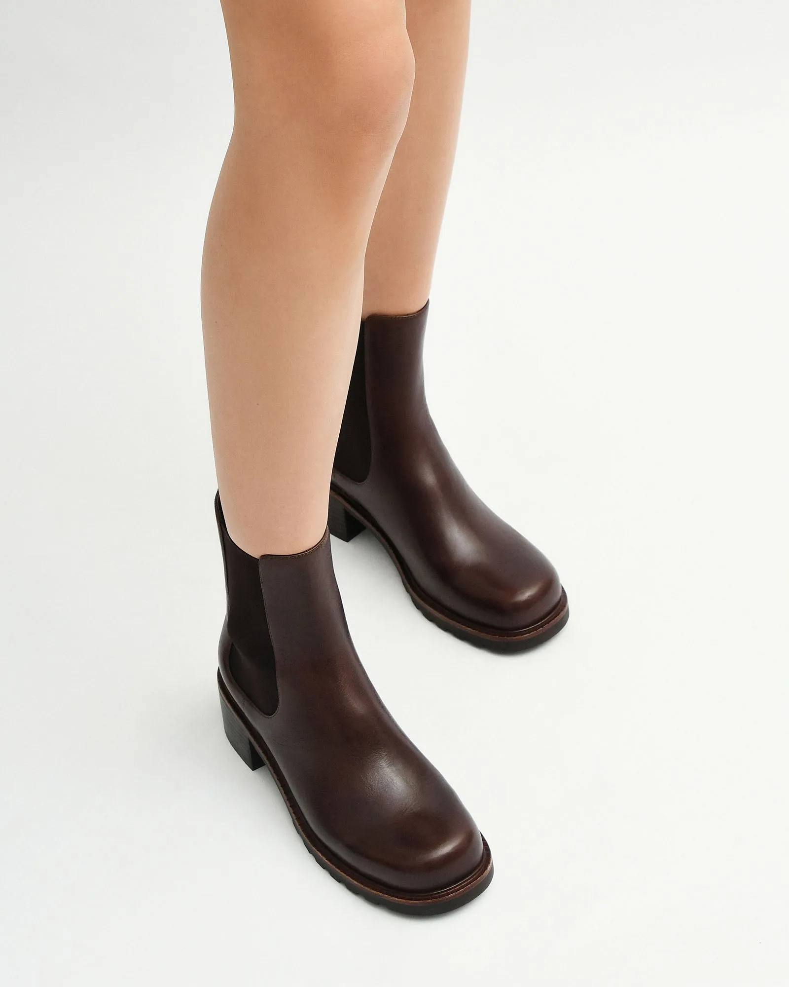 BEVERLEY MID ANKLE BOOTS CHOCOLATE LEATHER