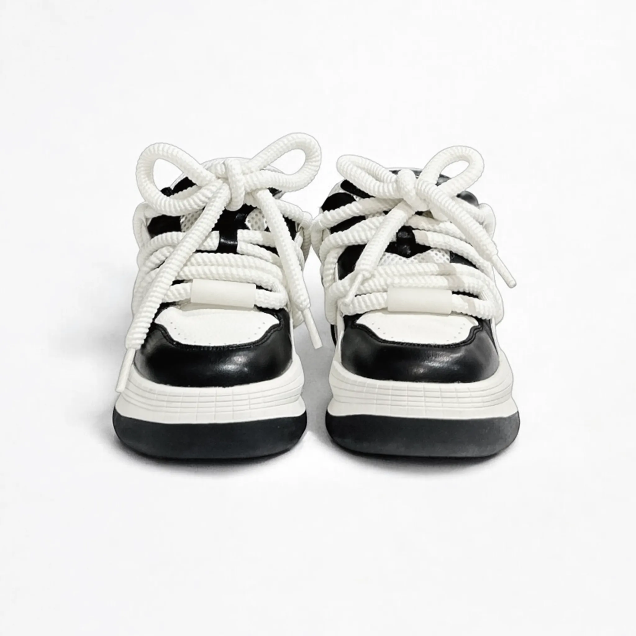 Black and White Panel Platform Sneakers