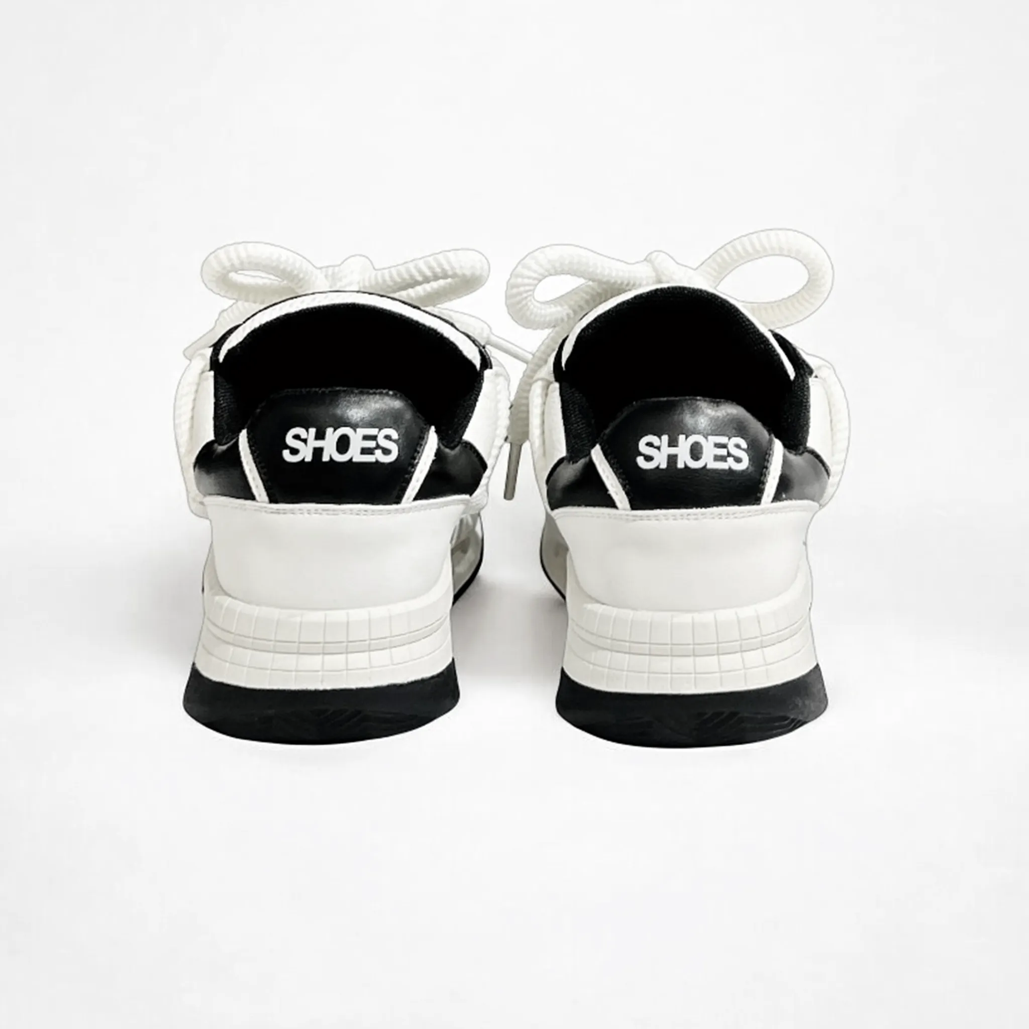 Black and White Panel Platform Sneakers