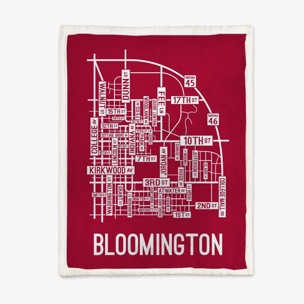 Bloomington, Indiana Street Map Blanket Freshmen/Graduates Memorial Gifts