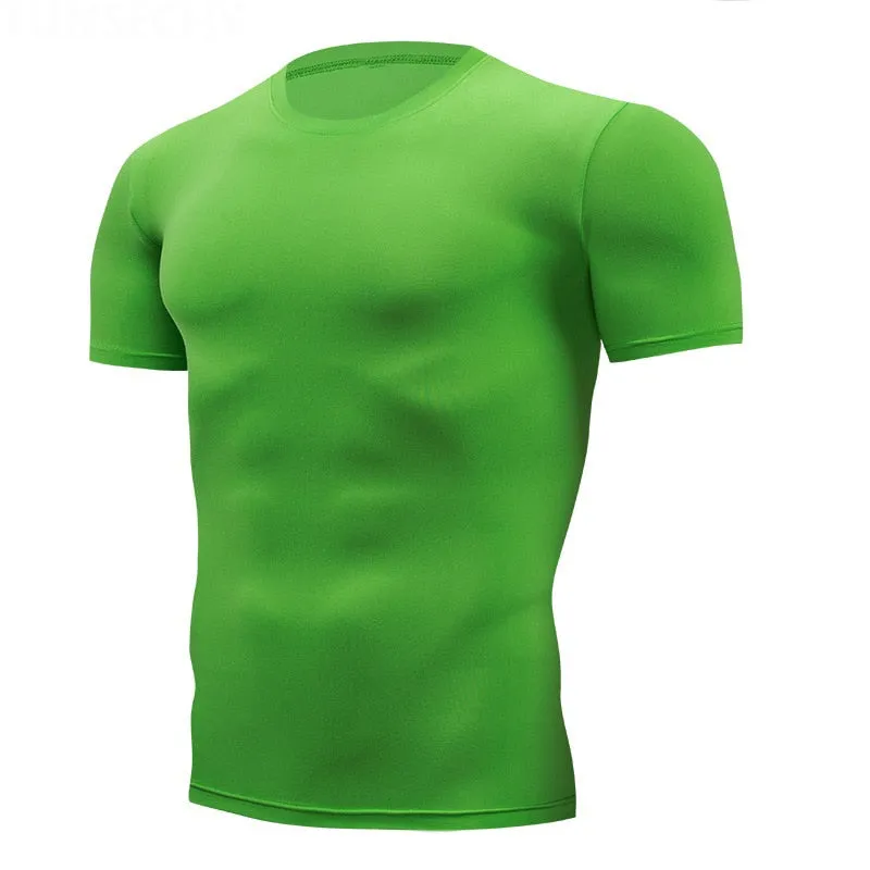 Bonsir  Quick Dry Running Men&#39;s Compression T-shirt Breathable Football Suit Fitness Tight Sportswear Riding Short Sleeve Shirt Workout