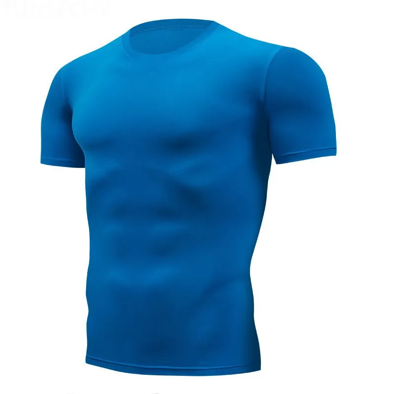 Bonsir  Quick Dry Running Men&#39;s Compression T-shirt Breathable Football Suit Fitness Tight Sportswear Riding Short Sleeve Shirt Workout