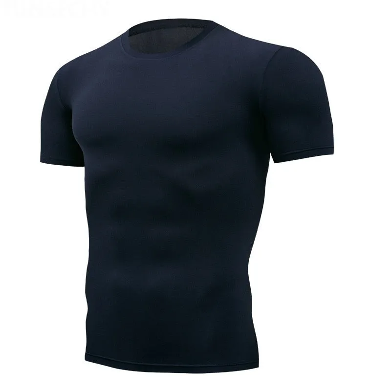 Bonsir  Quick Dry Running Men&#39;s Compression T-shirt Breathable Football Suit Fitness Tight Sportswear Riding Short Sleeve Shirt Workout