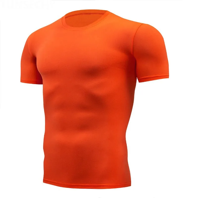 Bonsir  Quick Dry Running Men&#39;s Compression T-shirt Breathable Football Suit Fitness Tight Sportswear Riding Short Sleeve Shirt Workout