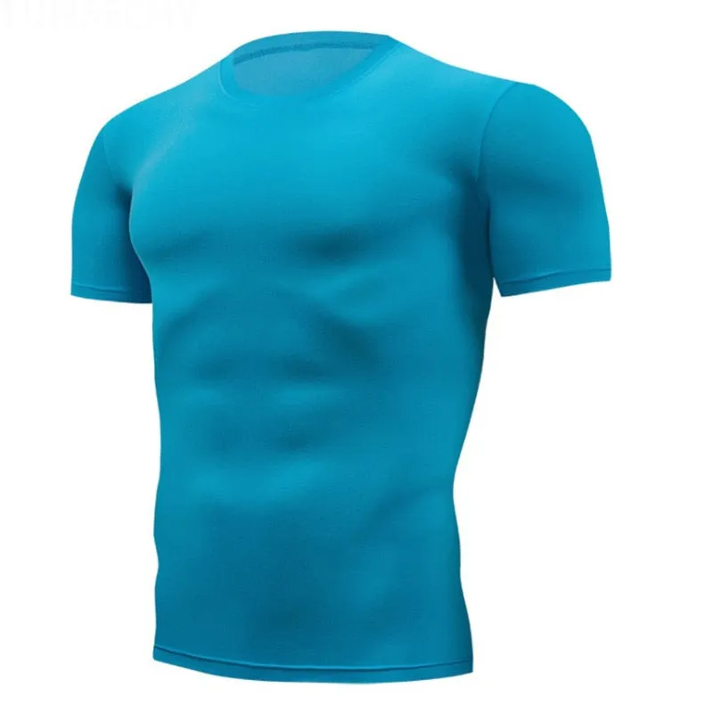 Bonsir  Quick Dry Running Men&#39;s Compression T-shirt Breathable Football Suit Fitness Tight Sportswear Riding Short Sleeve Shirt Workout