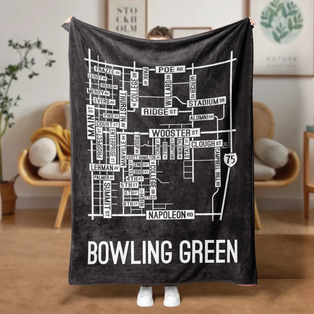 Bowling Green, Ohio Street Map Blanket Freshmen/Graduates Memorial Gifts