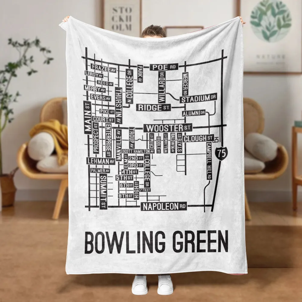 Bowling Green, Ohio Street Map Blanket Freshmen/Graduates Memorial Gifts