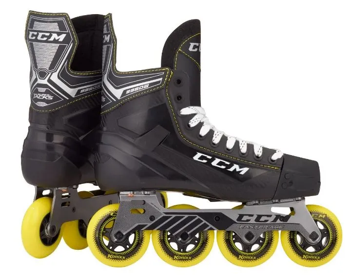 CCM Super Tacks 9350R Black/Yellow Sr. Size 9 New Roller Hockey Skates