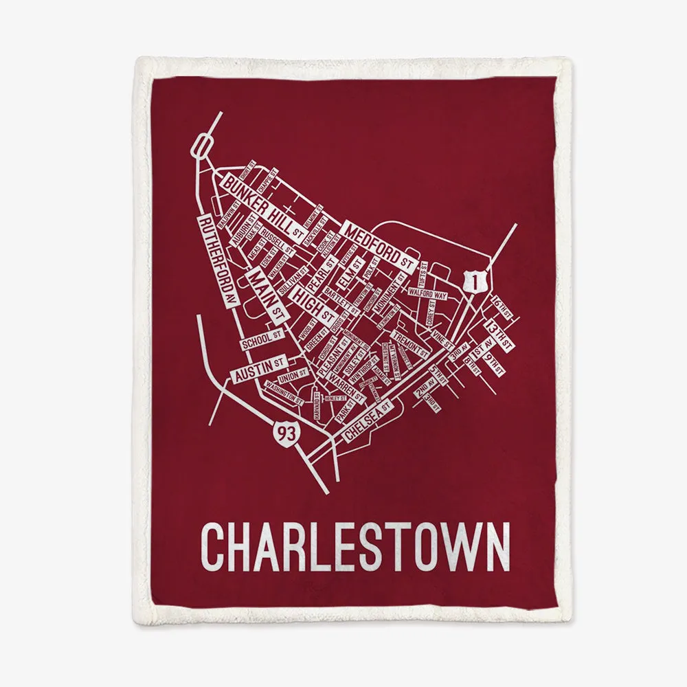 Charlestown, Boston Massachusetts Street Map Blanket Freshmen/Graduates Memorial Gifts