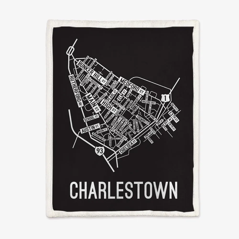 Charlestown, Boston Massachusetts Street Map Blanket Freshmen/Graduates Memorial Gifts