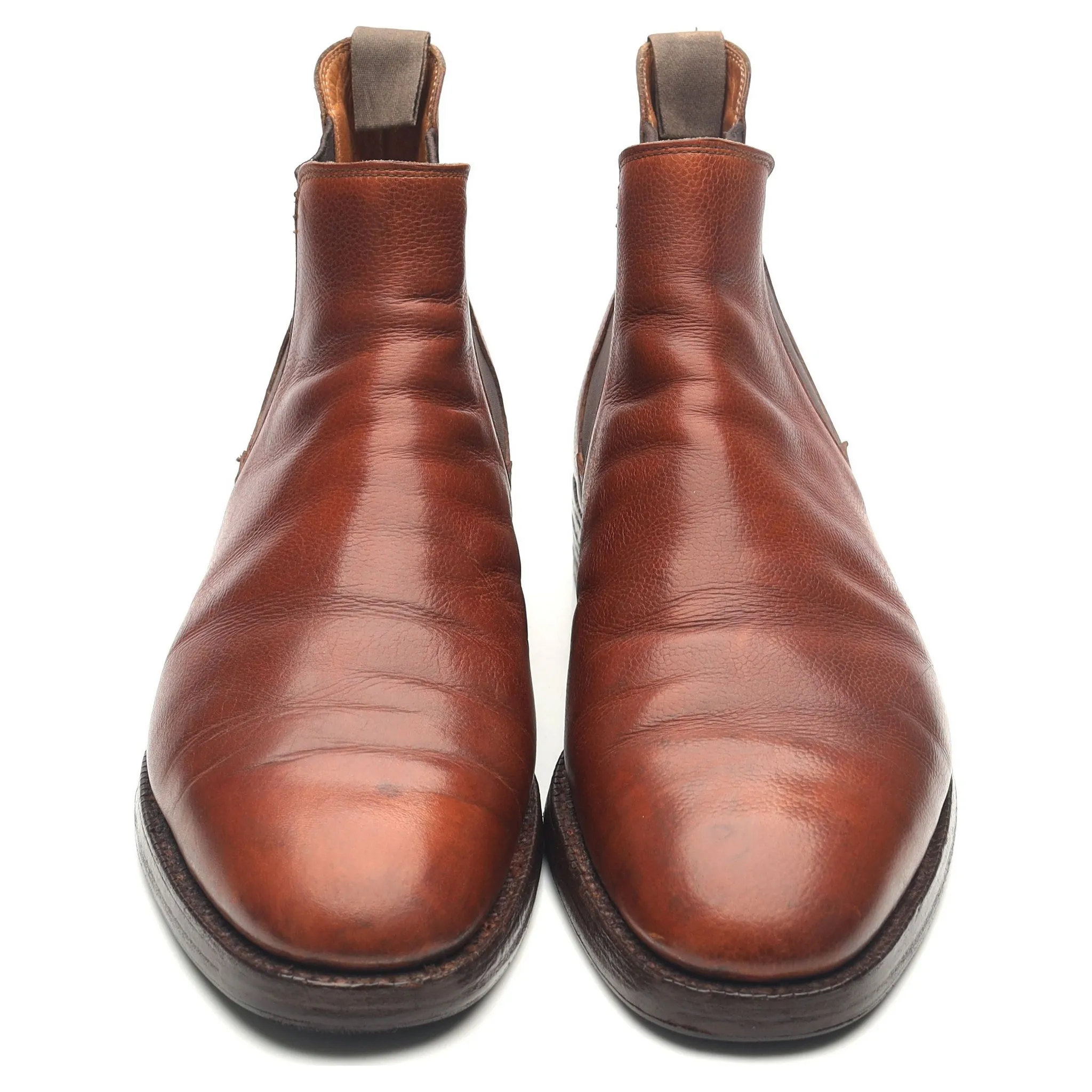 'Chelsea' Tan Brown Leather Chelsea Boots UK 10 E