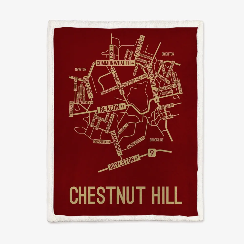 Chestnut Hill, Massachusetts Street Map Blanket Freshmen/Graduates Memorial Gifts