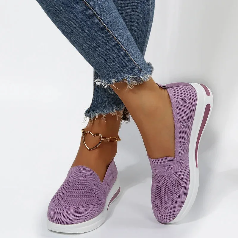 Chic Wedge Sneakers with Airy Mesh Upper