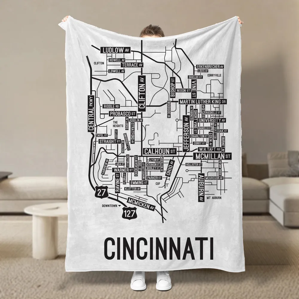 Cincinnati, Ohio Street Map Blanket Freshmen/Graduates Memorial Gifts