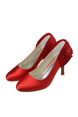 Close Toe Simple Handmade Comfy Cheap Red Wedding Shoe S91