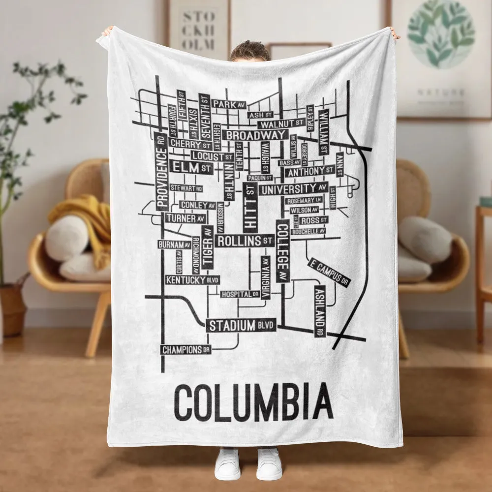 Columbia, Missouri Street Map Blanket Freshmen/Graduates Memorial Gifts