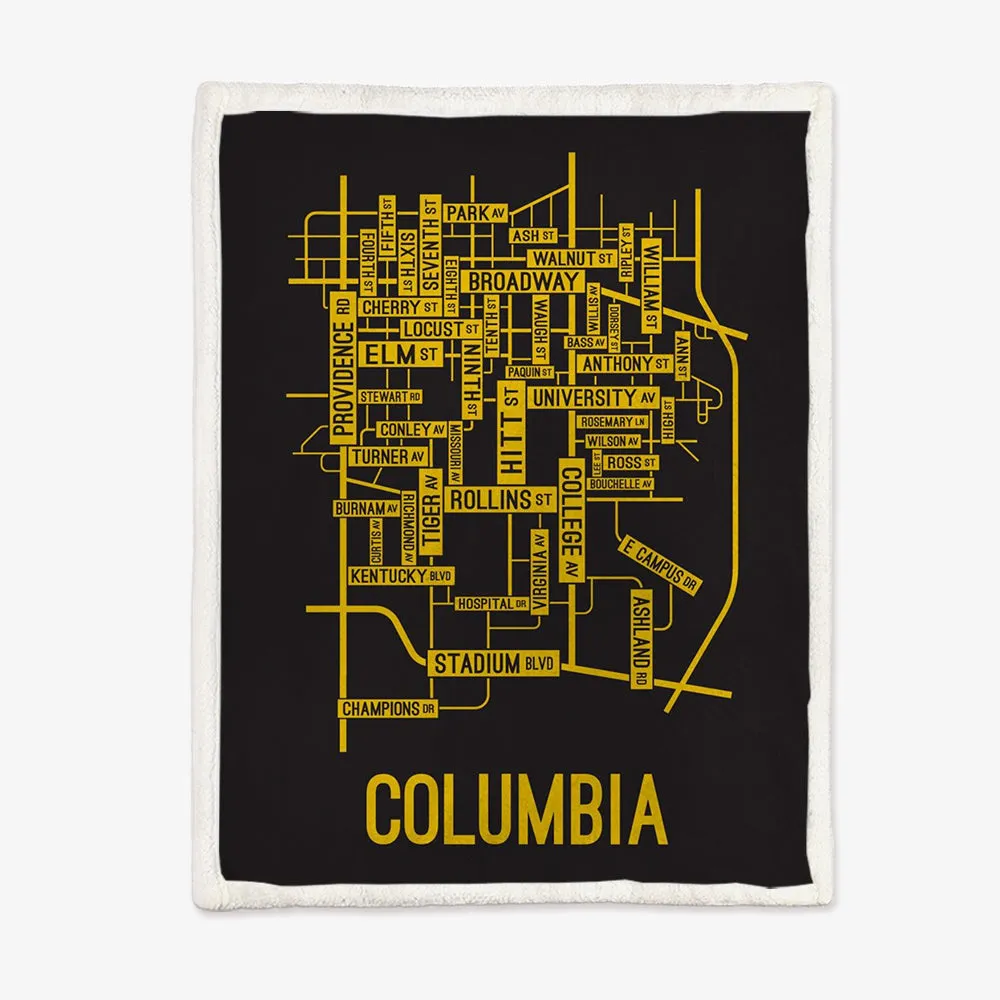 Columbia, Missouri Street Map Blanket Freshmen/Graduates Memorial Gifts