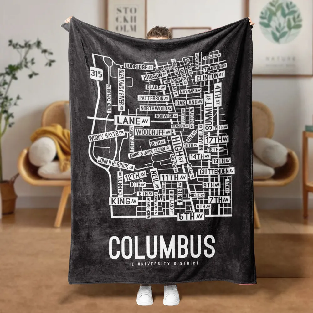 Columbus, Ohio Street Map Blanket Freshmen/Graduates Memorial Gifts