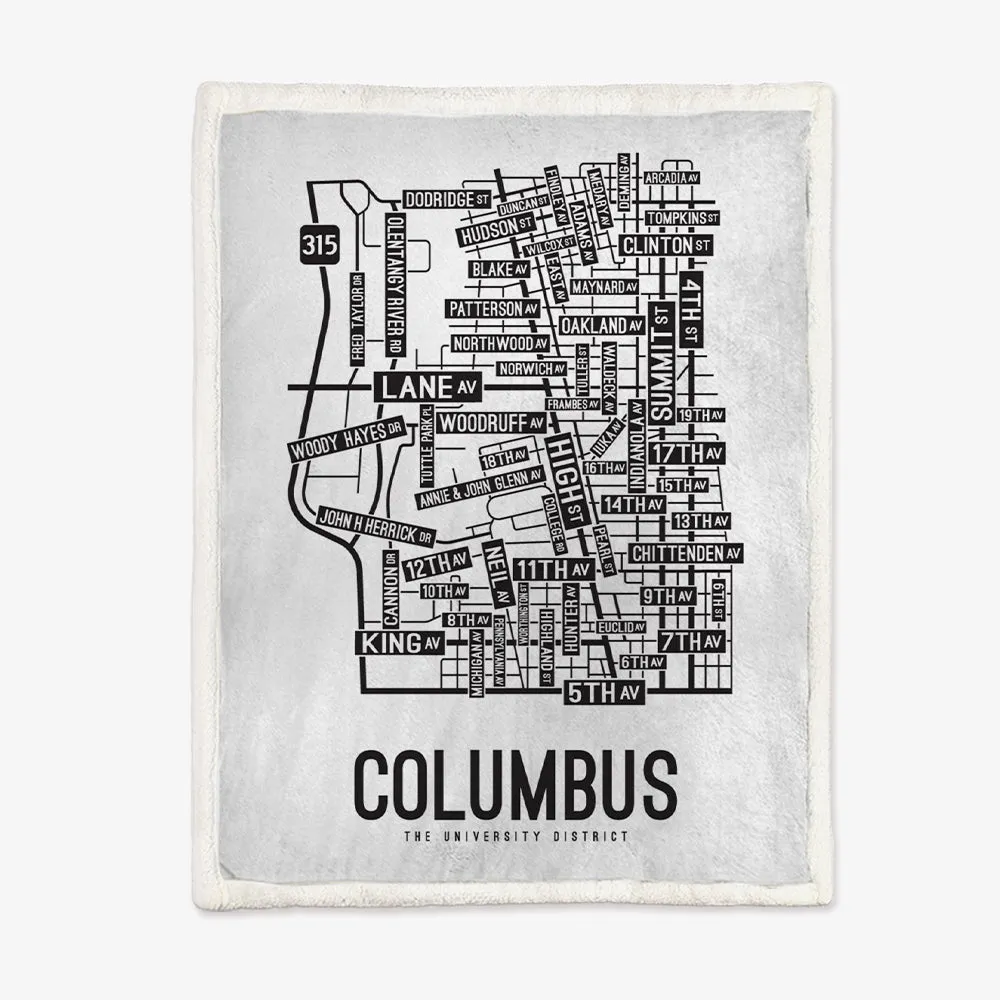 Columbus, Ohio Street Map Blanket Freshmen/Graduates Memorial Gifts