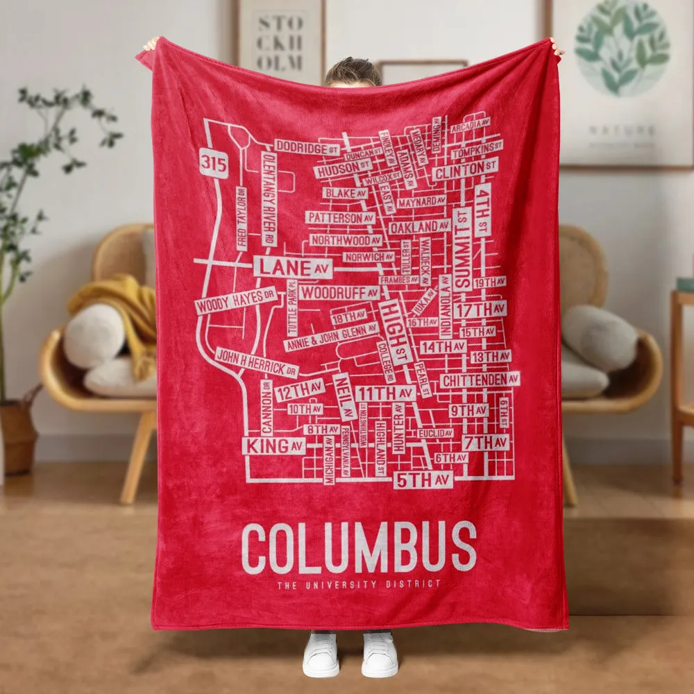 Columbus, Ohio Street Map Blanket Freshmen/Graduates Memorial Gifts