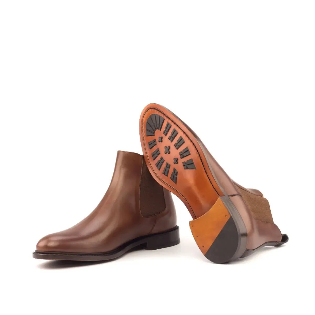 DapperFam Monza in Med Brown / Dark Brown Men's Italian Leather Chelsea Boot