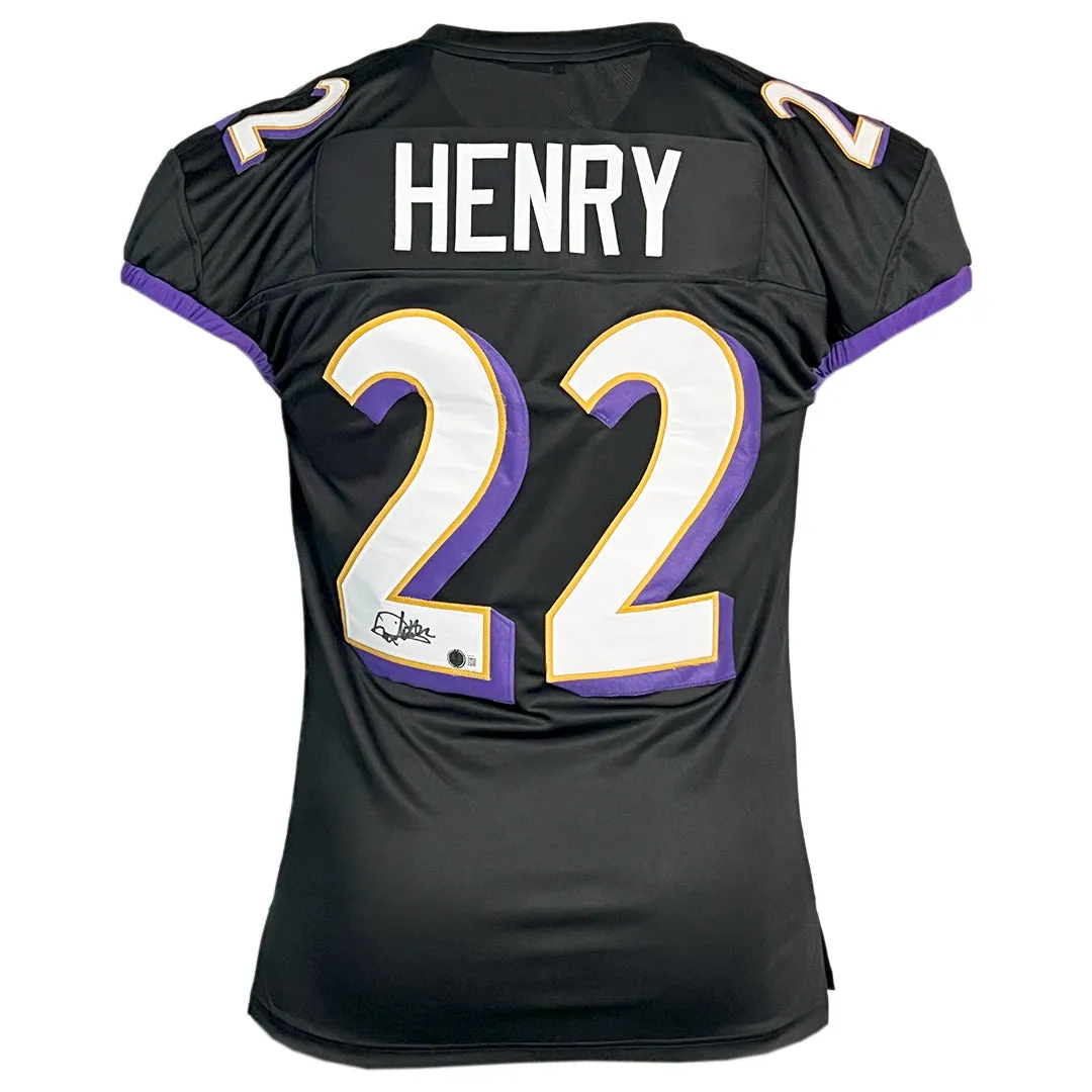 Derrick Henry Signed Baltimore Black Football Jersey (Beckett)