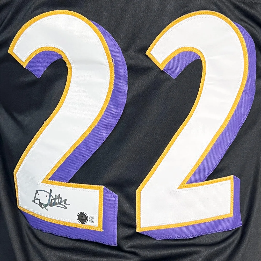 Derrick Henry Signed Baltimore Black Football Jersey (Beckett)