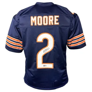 DJ Moore Signed Chicago Blue Football Jersey (Beckett)