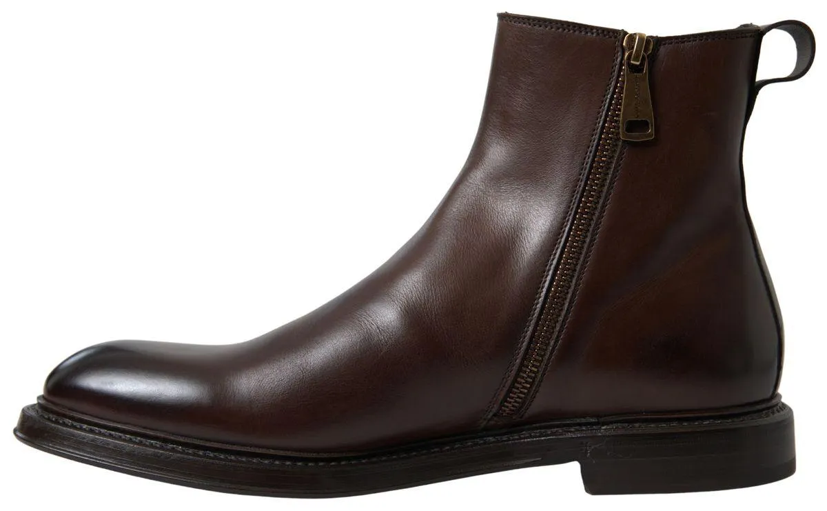 Dolce & Gabbana Brown Leather Chelsea Mens Boots Shoes