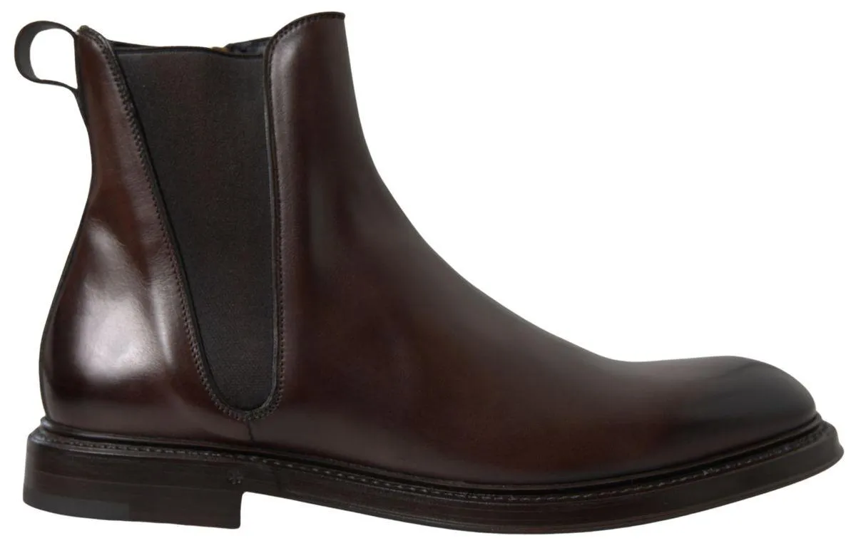 Dolce & Gabbana Brown Leather Chelsea Mens Boots Shoes