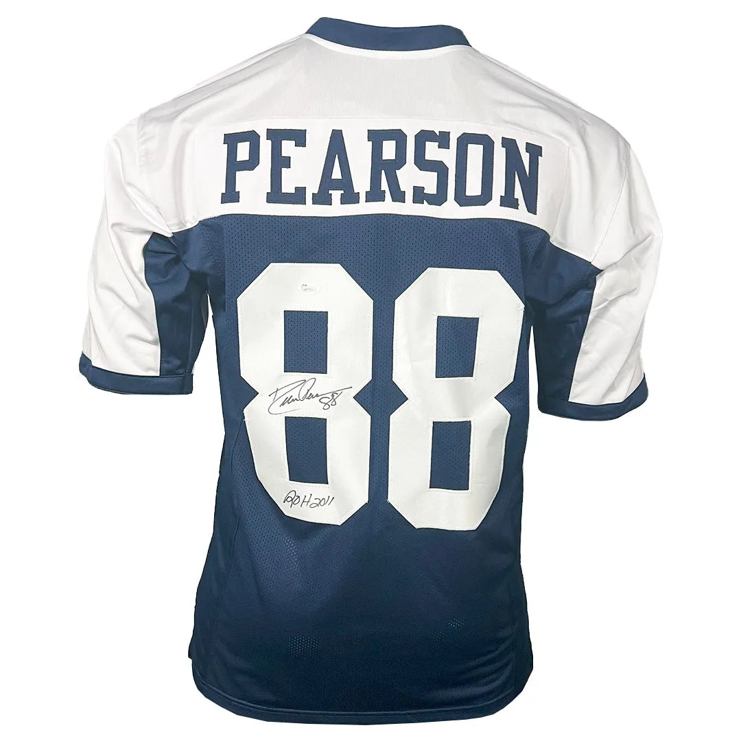 Drew Pearson Signed ROH 2011 Inscription Dallas Thanksgiving Football Jersey (JSA)